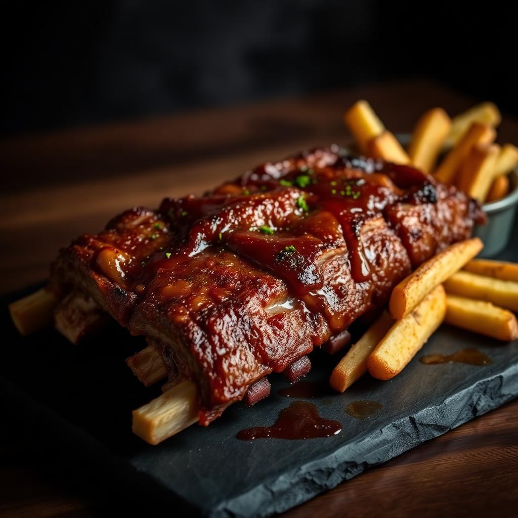 Coaste de porc la cuptor — Imagine demonstrativă pentru conceptul vizual al restaurantului.